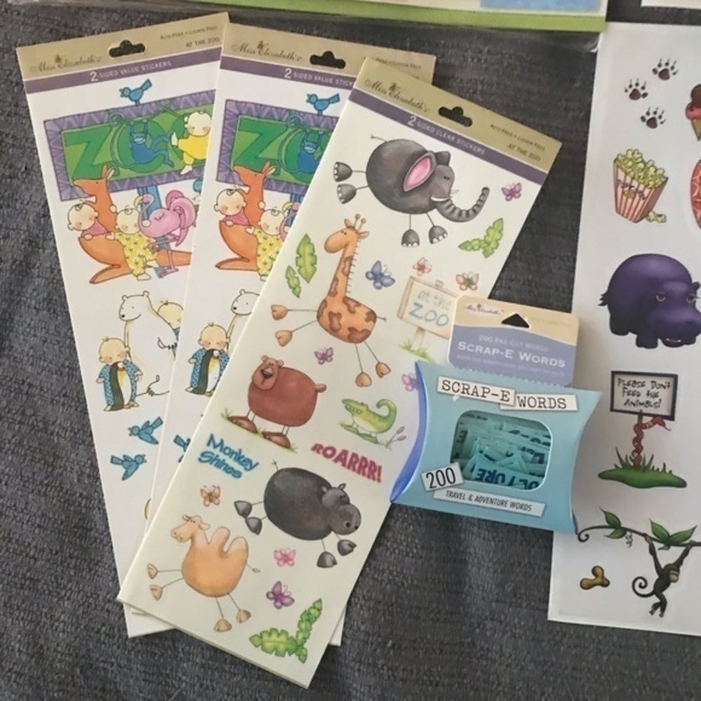 Miss Elizabeth’s Scrapbook Paper & Sticker Bundle. Zoo theme. 10 items. NWOT - Picture 8 of 8